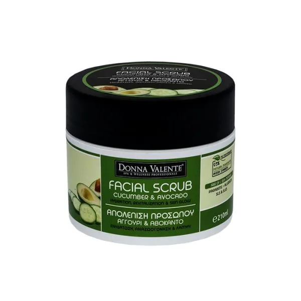 Donna Valente Facial Scrub Cucumber & Avocado 210ml | Femme - Femme Fatale - Donna Valente Facial Scrub Cucumber & Avocado 210ml