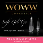 Προσφορά: Soft Gel Tips & Andreia Gel 14ml & Λάμπα UV/LED - Femme Fatale - Soft Gel Tips Woww No1 Medium Stiletto 240 τεμάχια