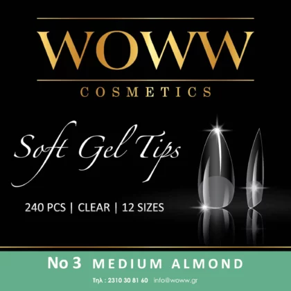 Soft Gel Tips Woww No3 Medium Almond 240 τεμάχια