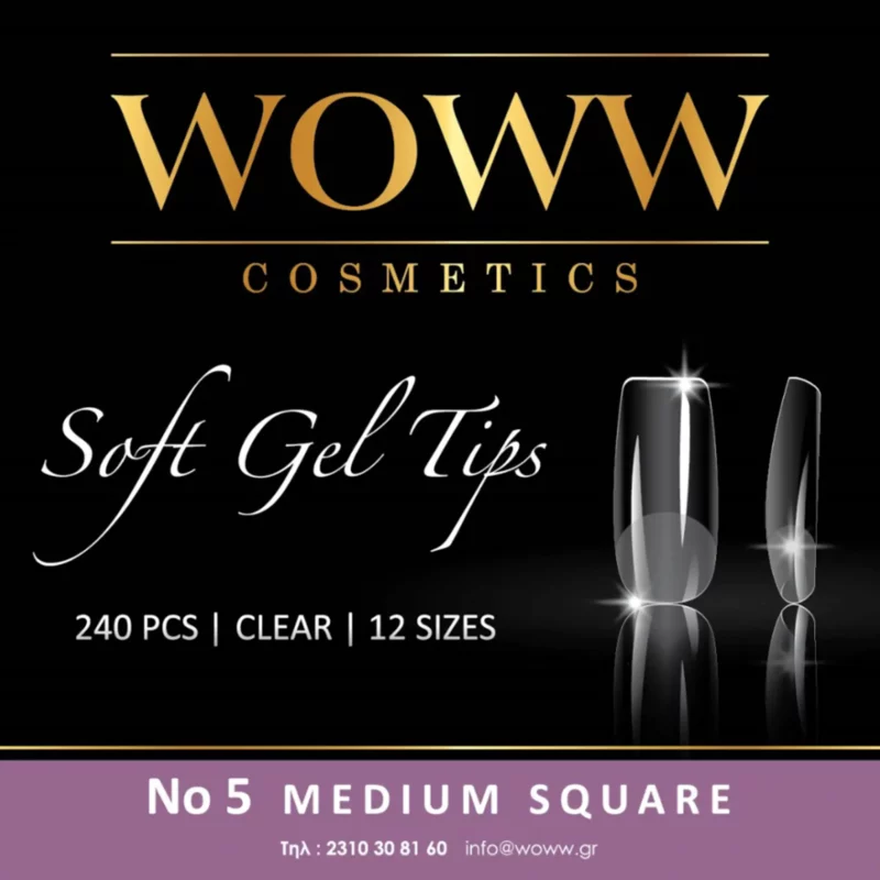 Soft Gel Tips Woww No5 Medium Square 240 τεμάχια | Femme Fat - Femme Fatale - Soft Gel Tips Woww No5 Medium Square 240 τεμάχια