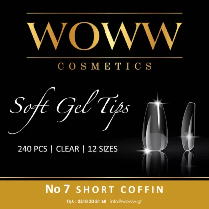 Soft Gel Tips Woww No7 Short Coffin 240 τεμάχια