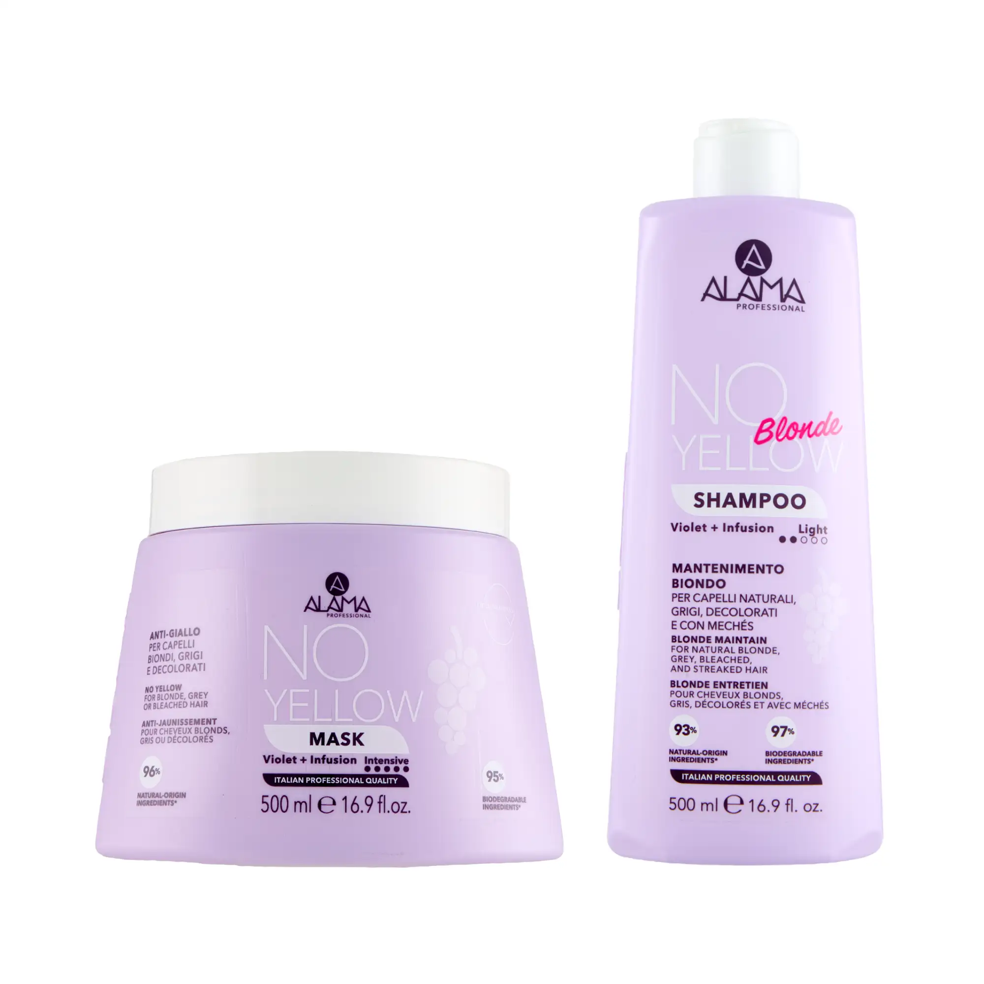 ALAMA No Yellow Σαμπουάν Συχνής Χρήσης 500ml & Mάσκα 500ml - Femme Fatale - - Προσφορά Περιποίησης Μαλλιών με προϊόντα Alama για ξανθά μαλλιά ALAMA No Yellow Σαμπουάν Συχνής Χρήσης 500ml & Mάσκα 500ml - Femme Fatale -