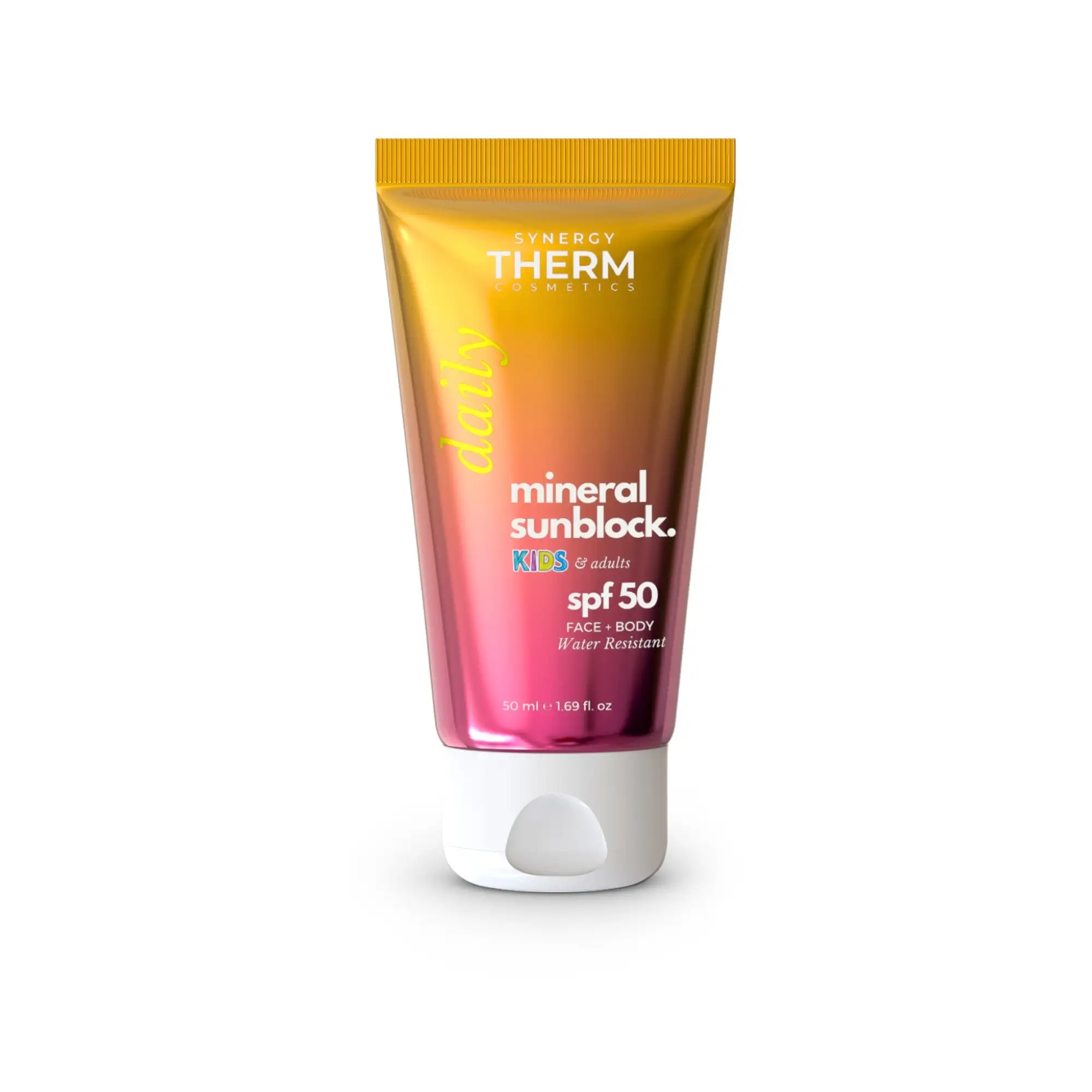 Synergy Therm Mineral Sunblock SPF 50 Kids & Adults 50ml - Femme Fatale -  - Το Synergy Therm Mineral Sunblock SPF 50 Kids & Adults 50ml παρέχει αποτελεσματική και ασφαλή προστασία με ελαφριά, μη λιπαρή υφή που απλώνεται εύκολα. Synergy Therm Mineral Sunblock SPF 50 Kids & Adults 50ml - Femme Fatale -