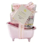 Pink Metal Base Set Body Powder 350ml s/g & 350ml b/l | - Femme Fatale - Pink Bath Tube Gift Set Fresh bouquet