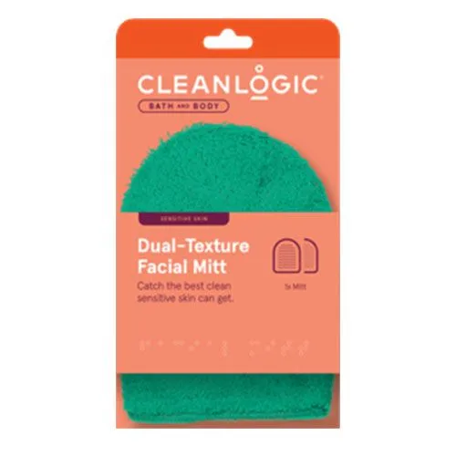 Cleanlogic Bath and Body Dual Texture Facial Mitt Sensitive Skin
