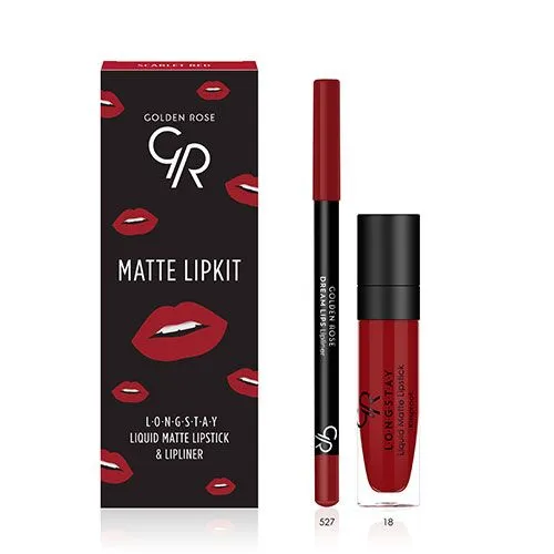 Golden Rose Matte Lip Kit Scarlet Red | Femme Fatale - Femme Fatale - Golden Rose Matte Lip Kit Scarlet Red